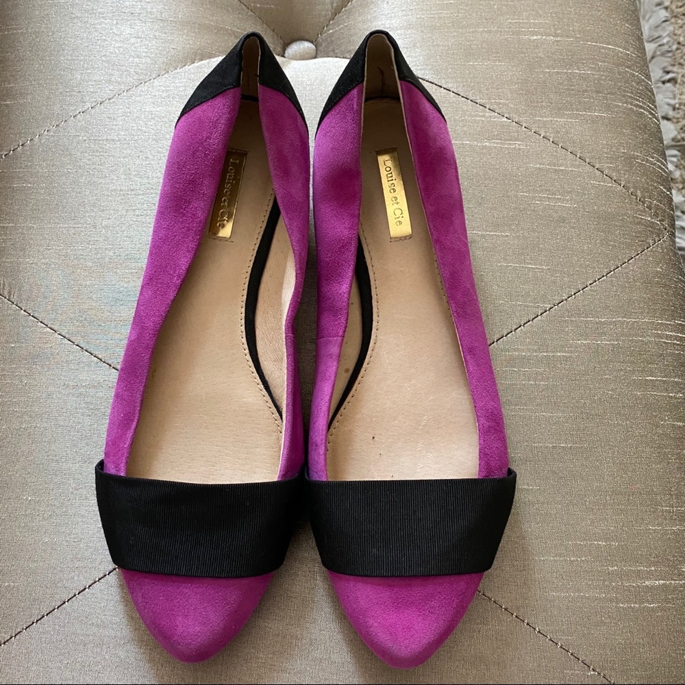 LOUISE ET CIE Fuchsia/Black suede flats